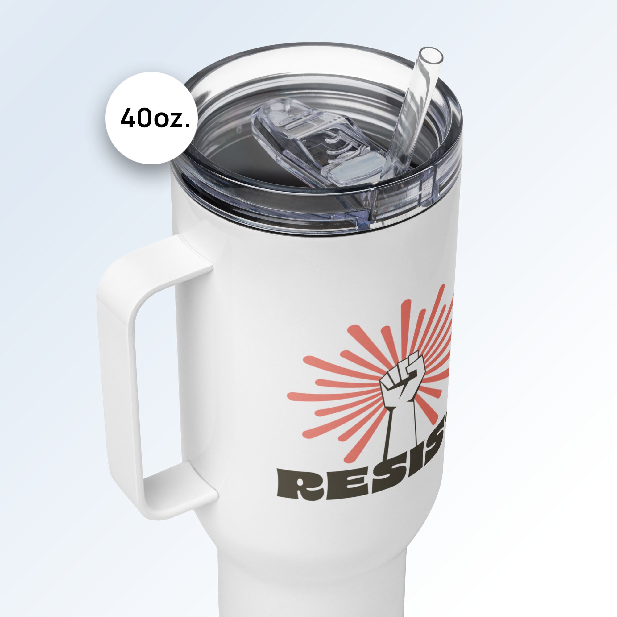 Detail of lid on 25 ounce tumbler.