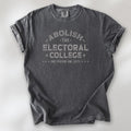 Pepper t-shirt with distressed text reading “Abolish the Electoral College One Person One Vote” in vintage style design