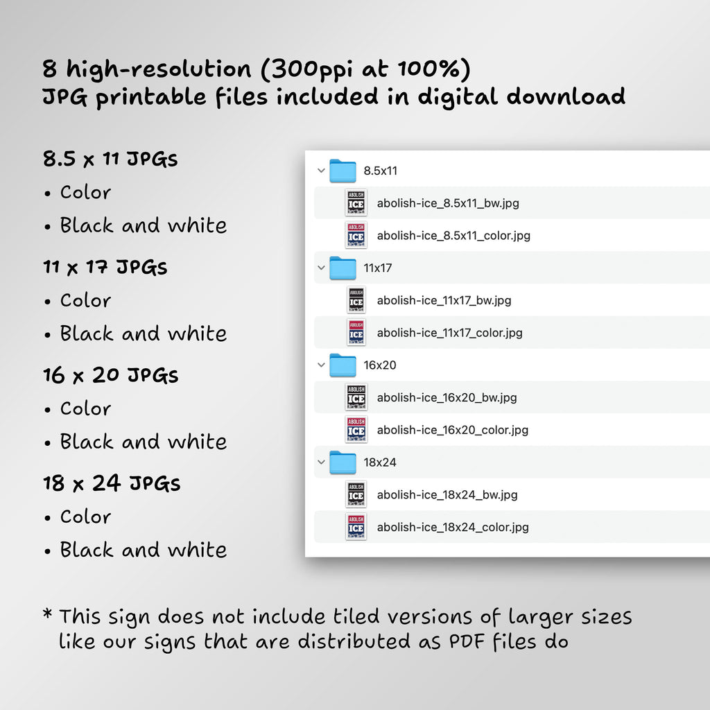 File directory of 8 JPG printable files included in digital download.