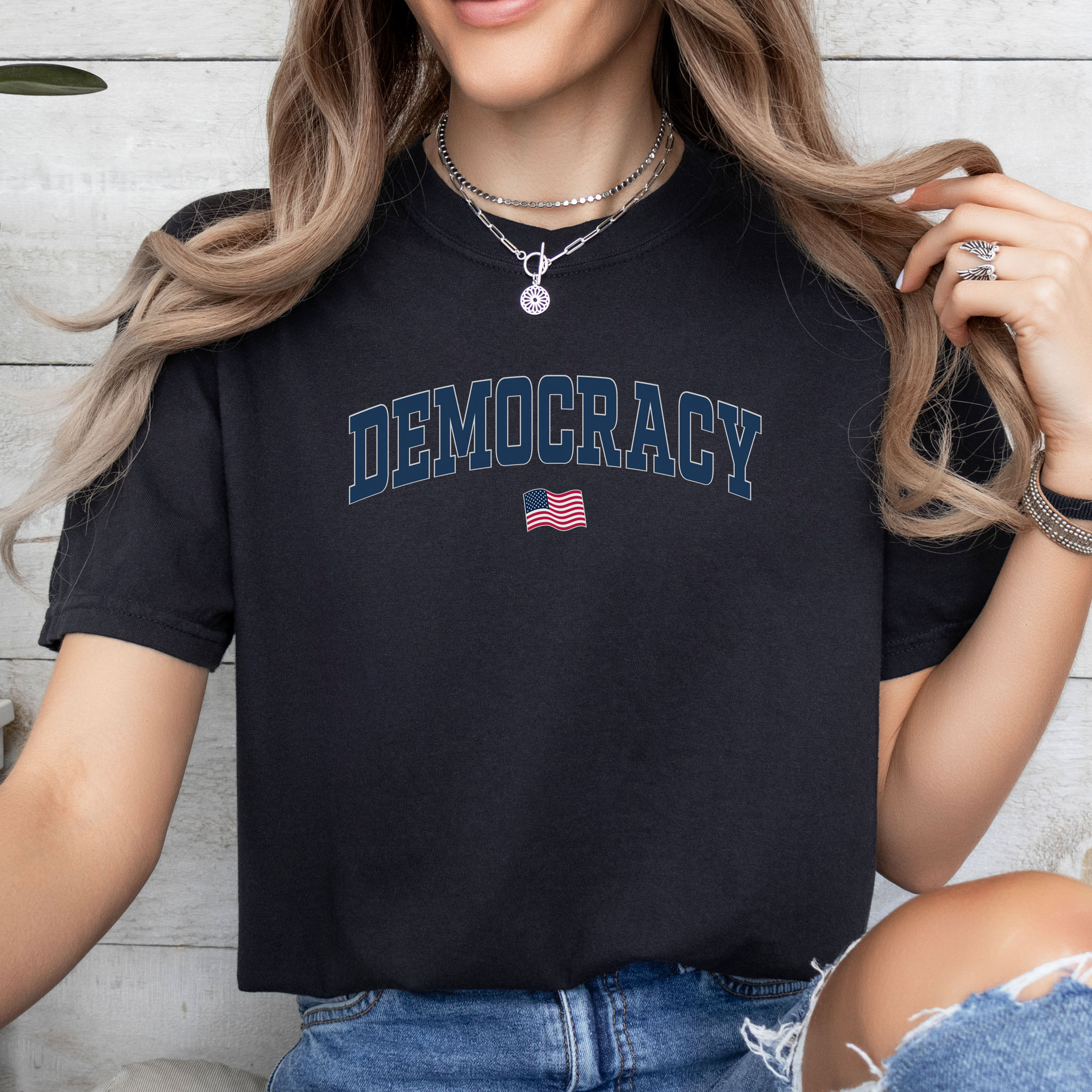 Democracy USA Flag dark edition t-shirt