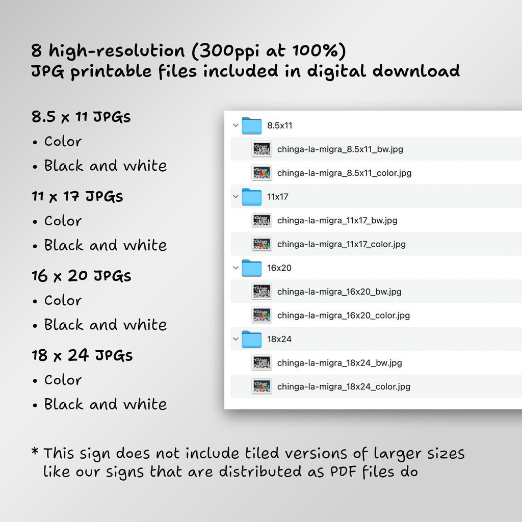 File directory of 8 JPG printable files included in digital download.