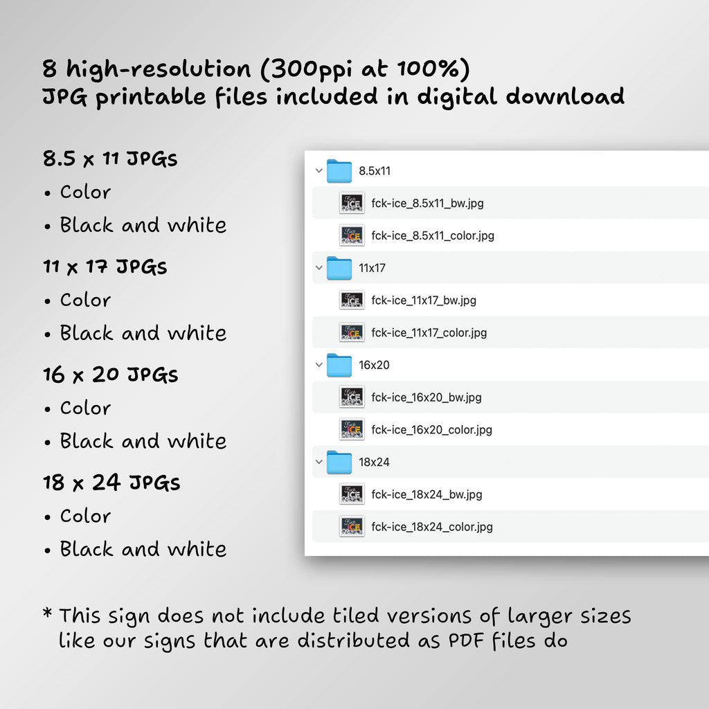 File directory of 8 JPG printable files included in digital download.
