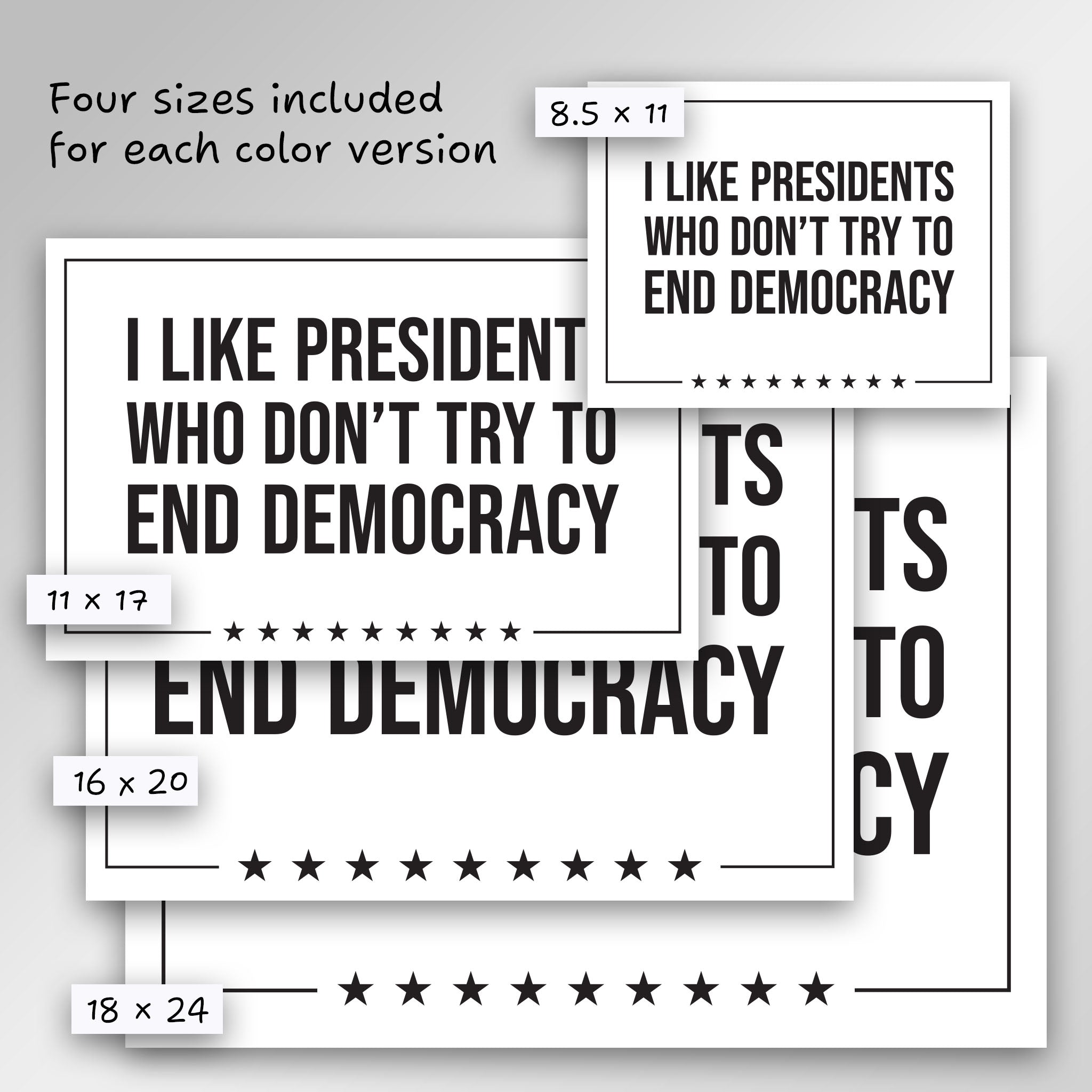 I Like Presidents Who Don't Try To End Democracy protest sign