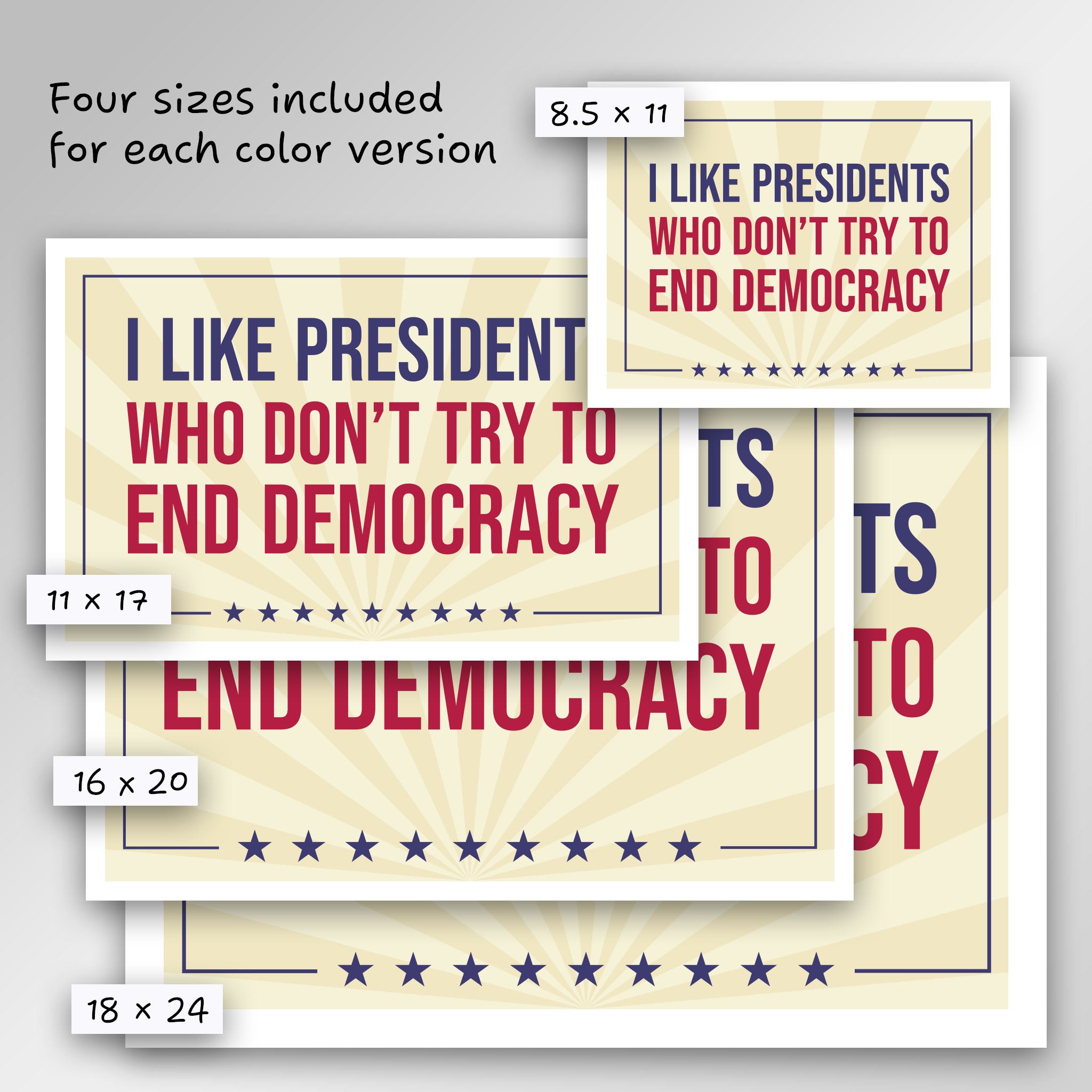 I Like Presidents Who Don't Try To End Democracy protest sign