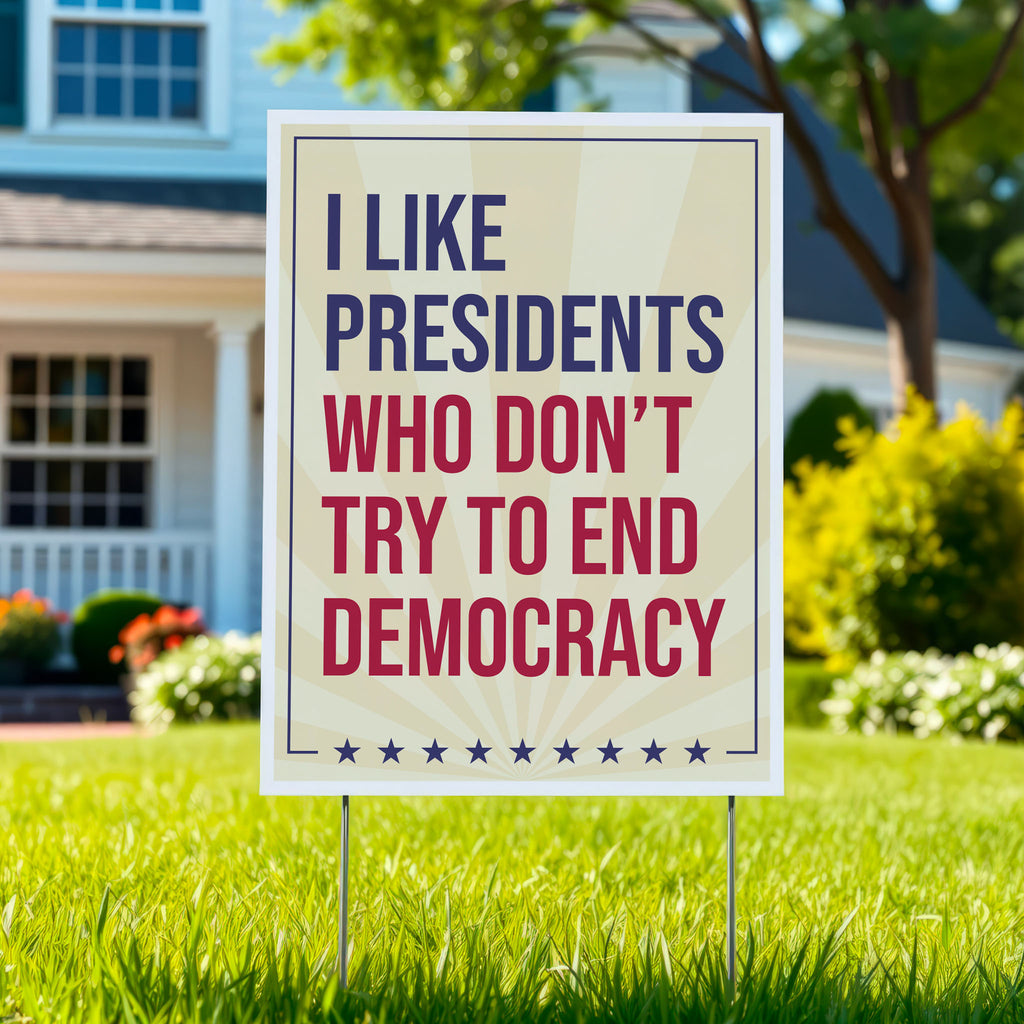 I Like Presidents Who Don't Try To End Democracy protest sign