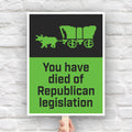 Oregon Trail – You Have Died Of Republican Legislation protest sign (digital download)