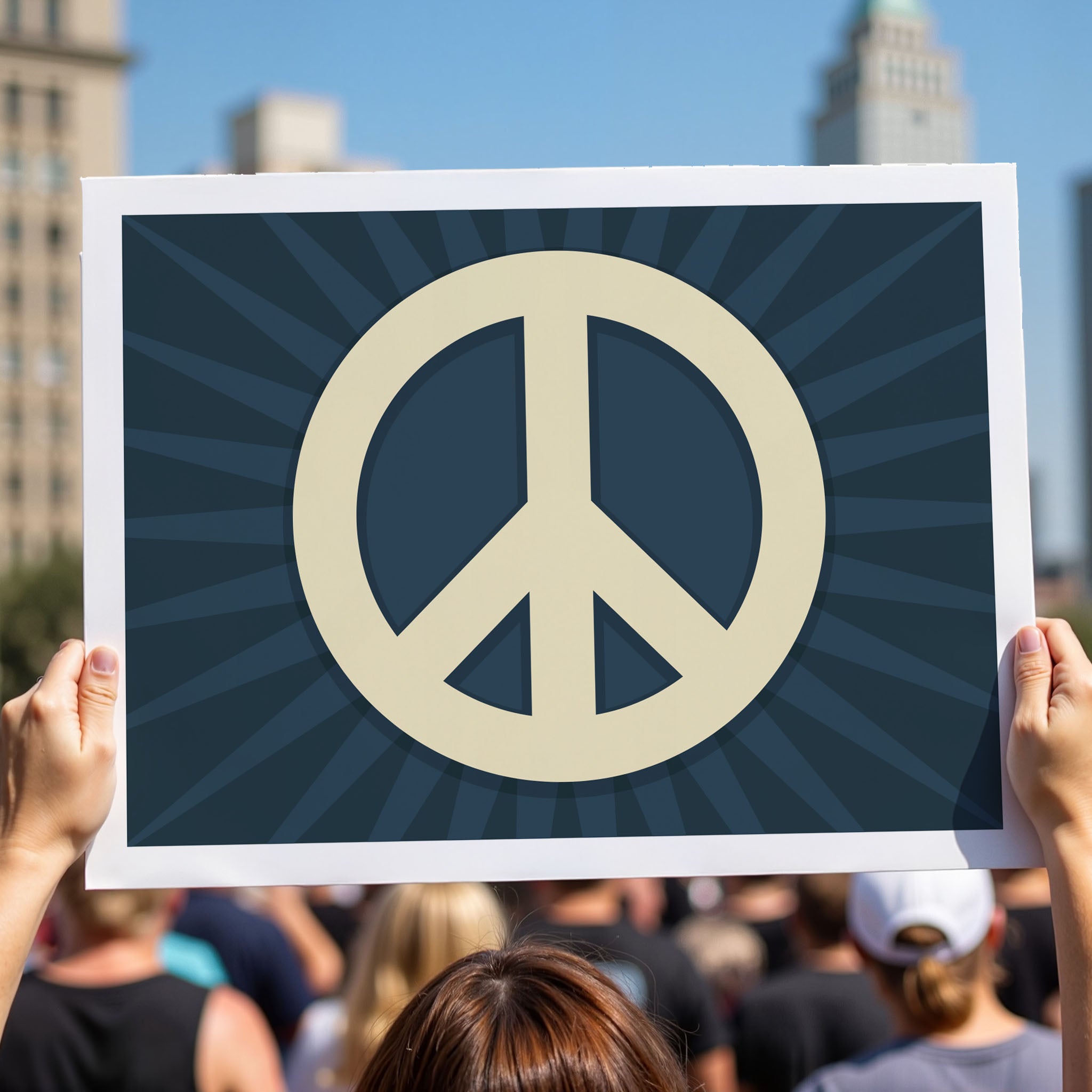 Modern Peace Sign protest sign