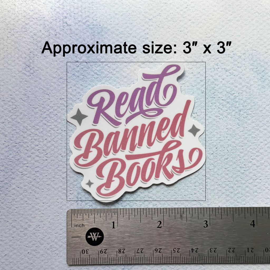 Read Banned Books vinyl die-cut sticker