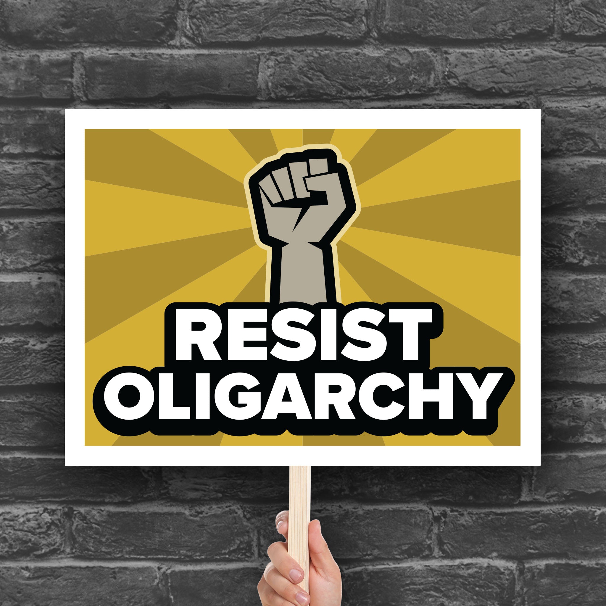 Resist Oligarchy protest sign