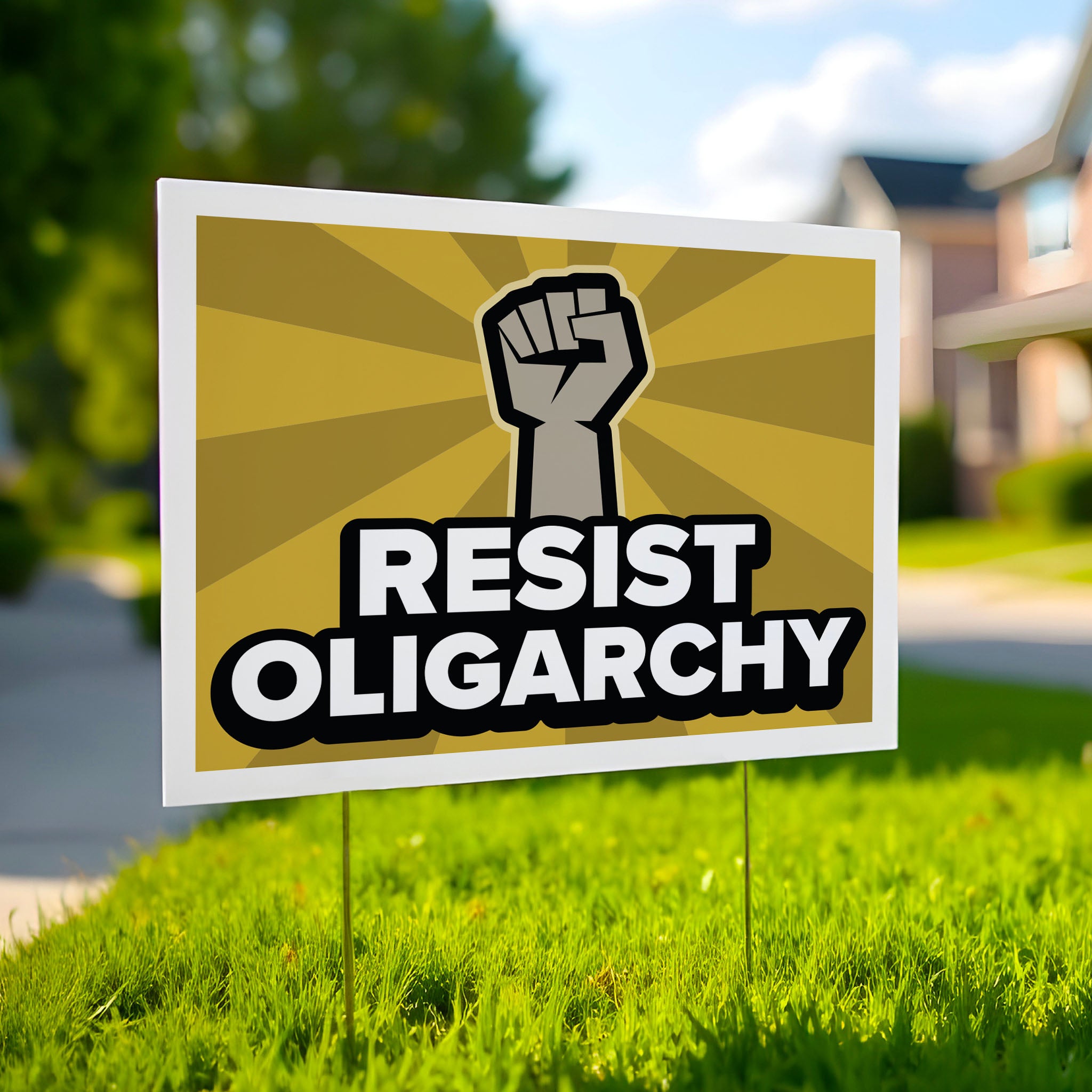Resist Oligarchy protest sign