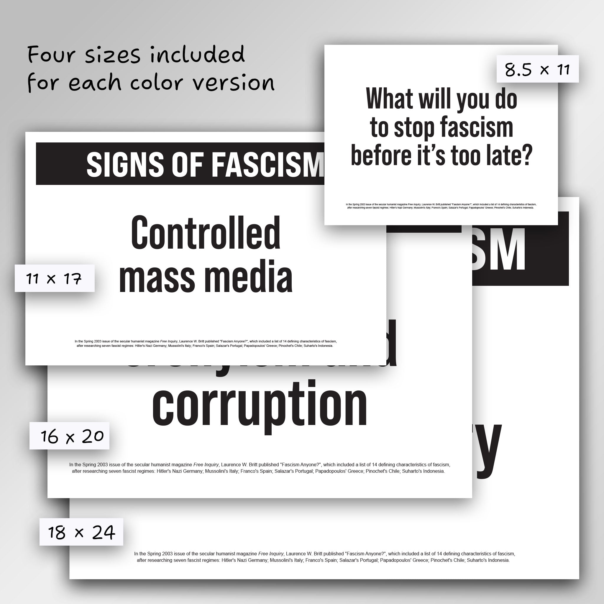 Signs Of Fascism protest sign bundle