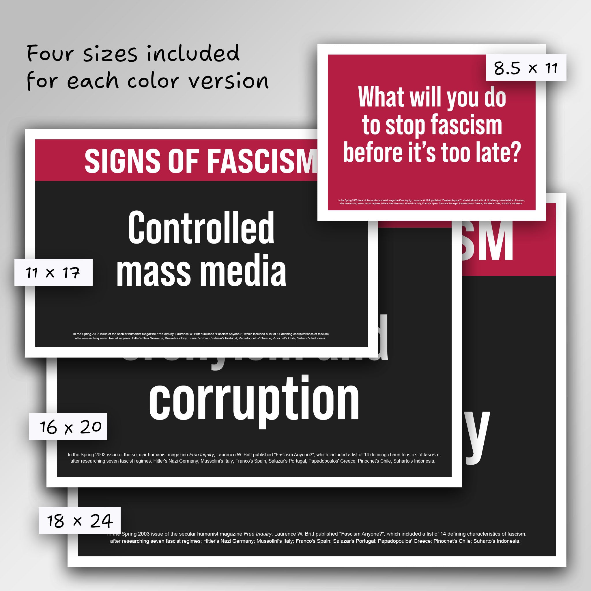 Signs Of Fascism protest sign bundle