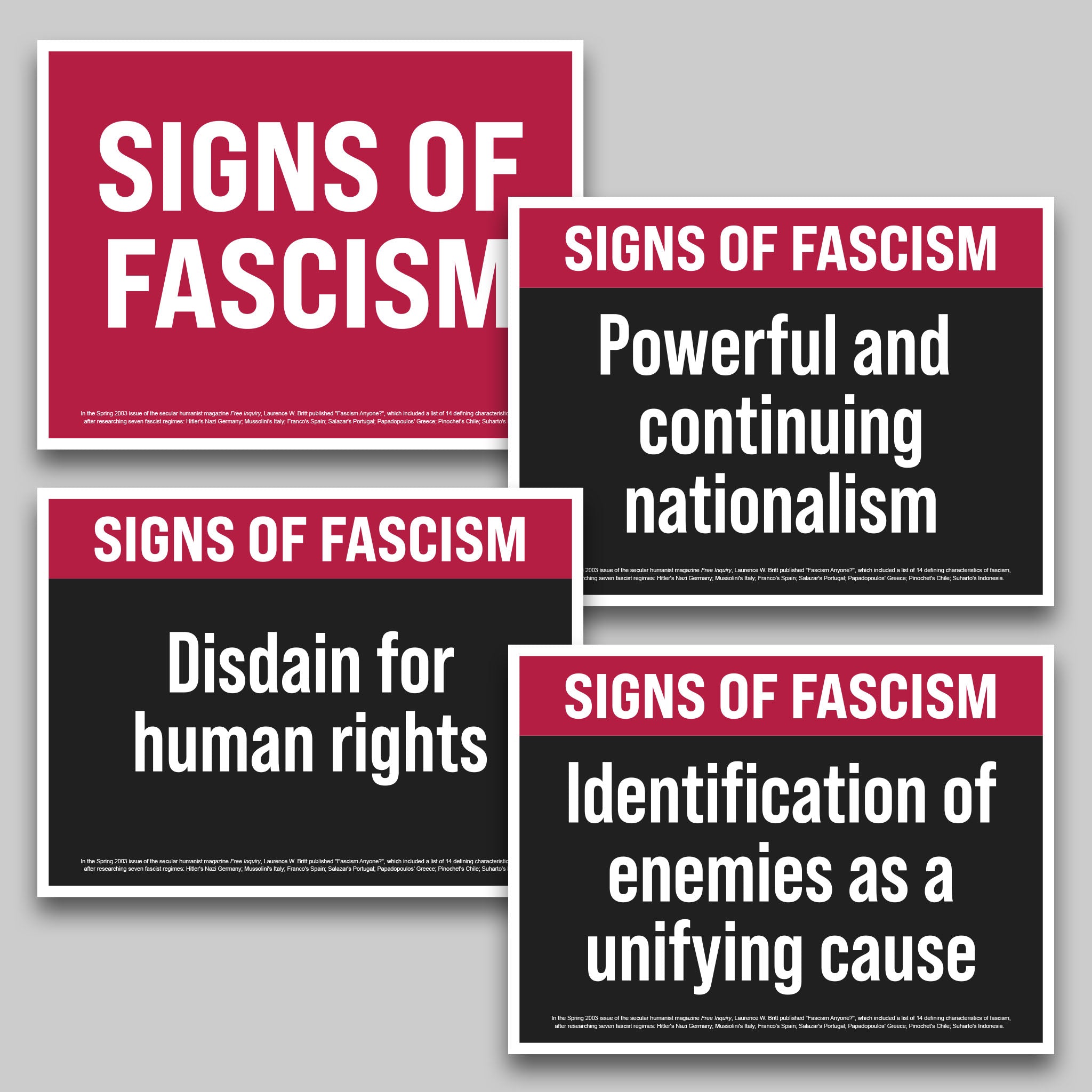 Signs Of Fascism protest sign bundle