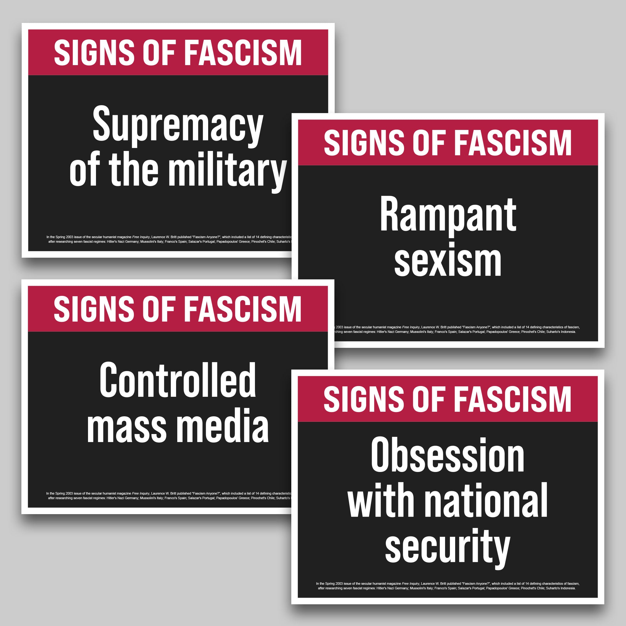 Signs Of Fascism protest sign bundle