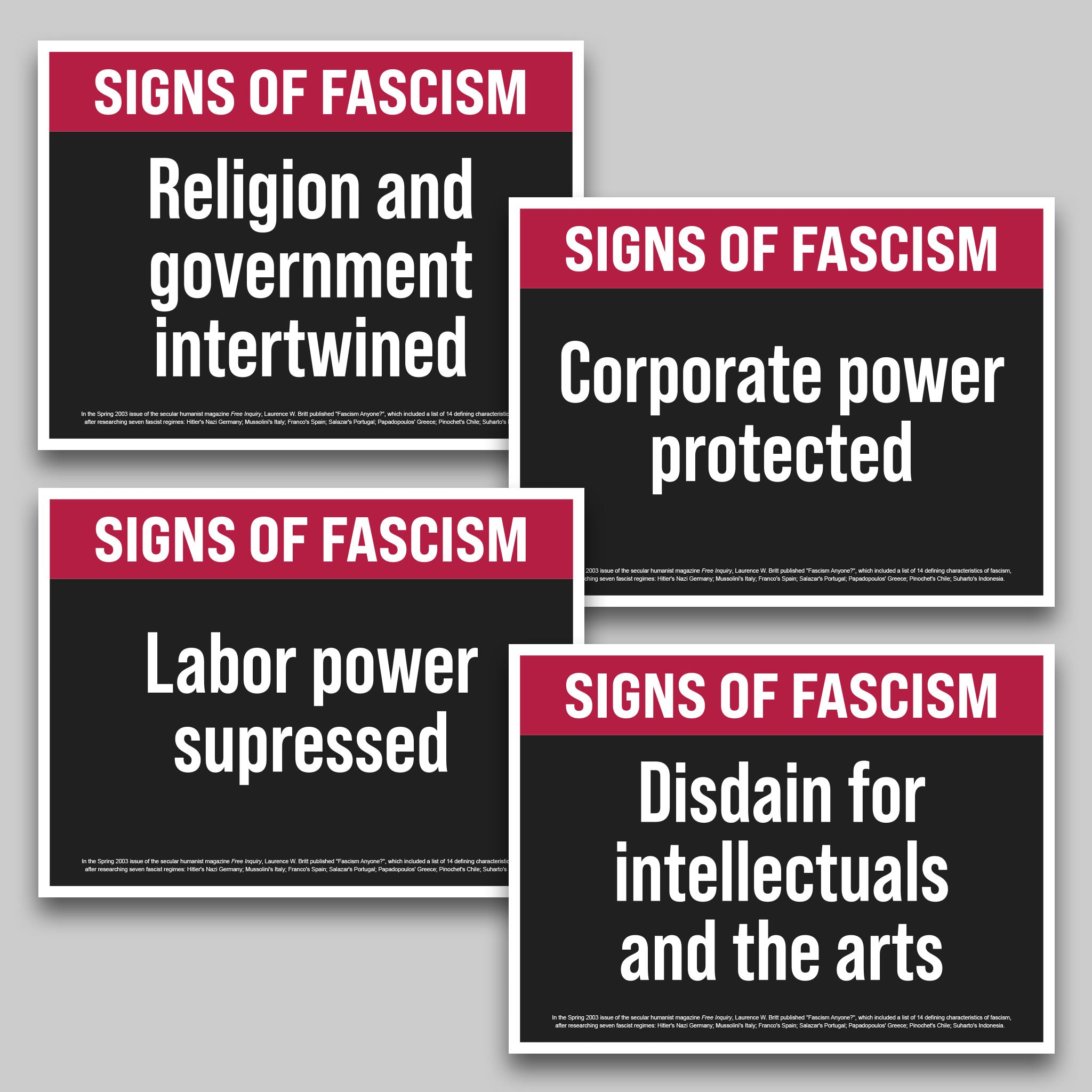 Signs Of Fascism protest sign bundle