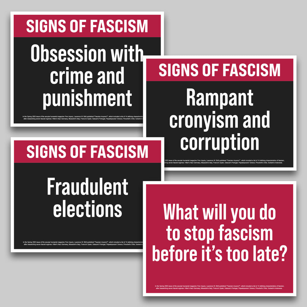 Signs Of Fascism protest sign bundle
