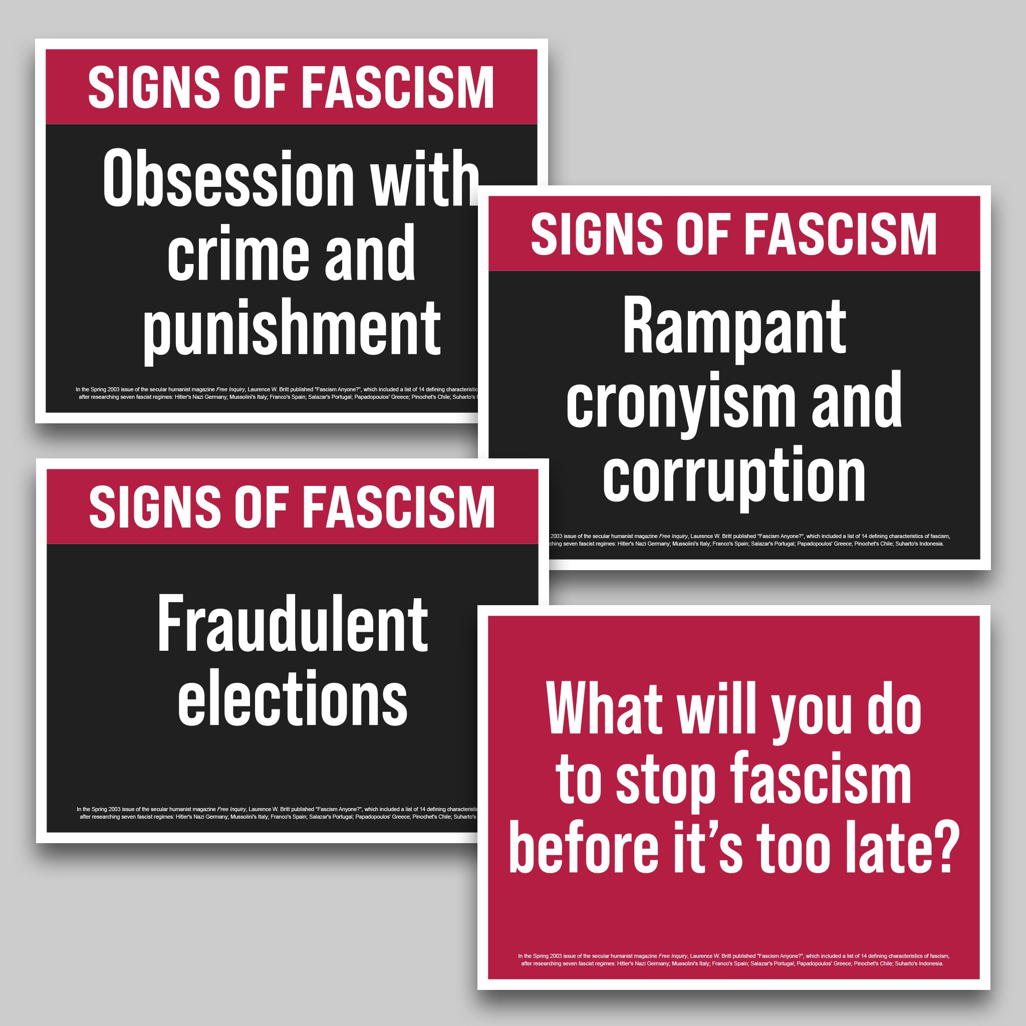 Signs Of Fascism protest sign bundle