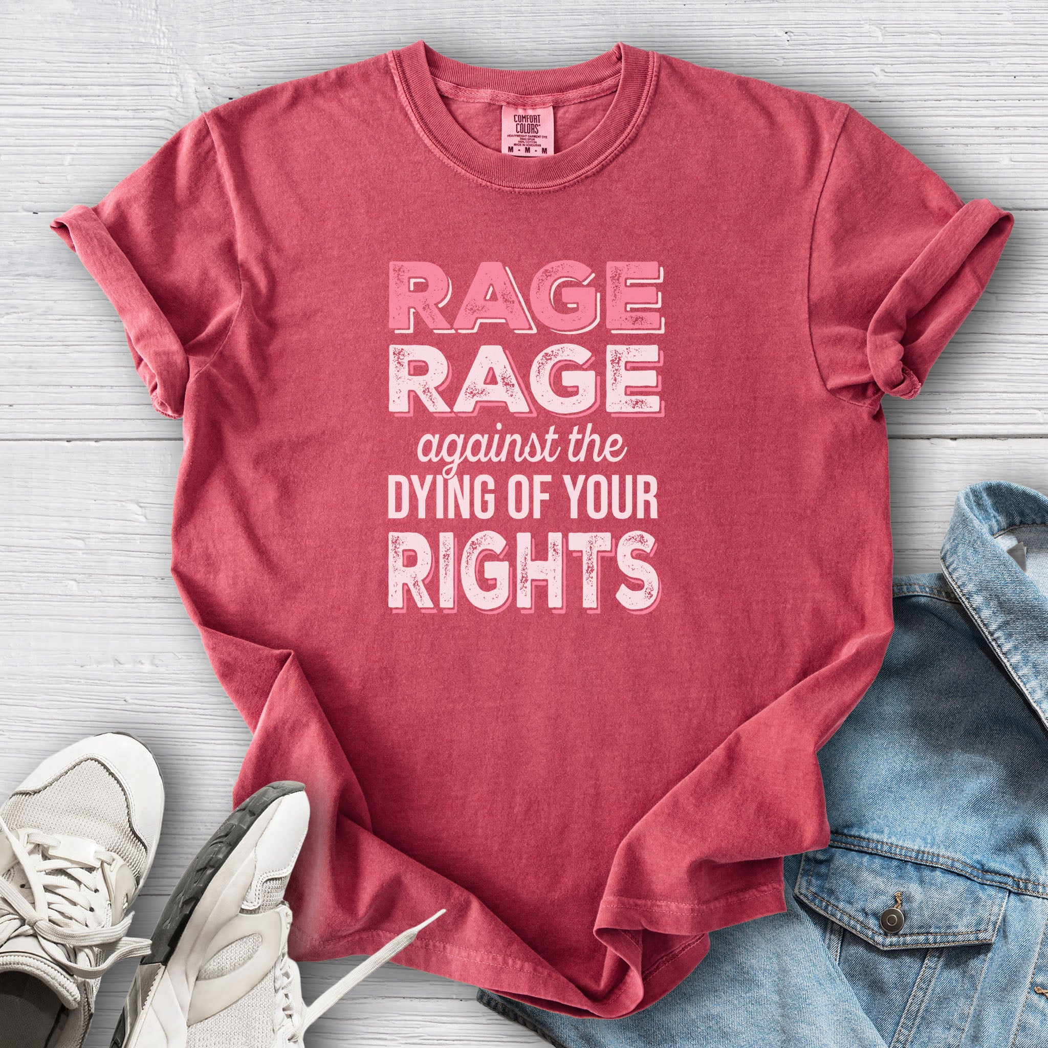 Rage Against The Dying Of Your Rights t-shirt, pink edition