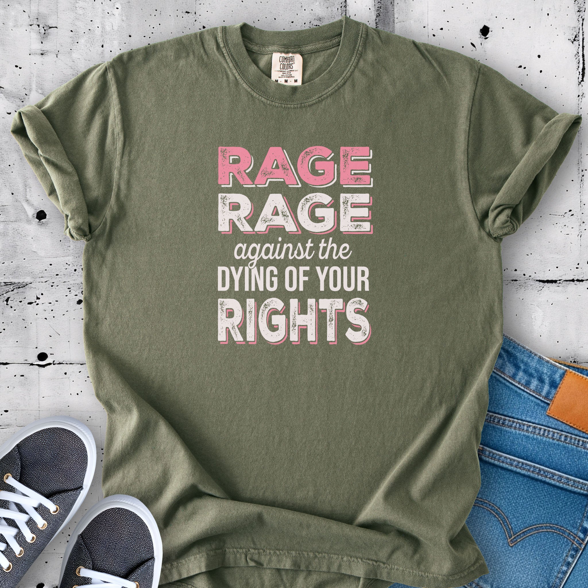 Rage Against The Dying Of Your Rights t-shirt, pink edition