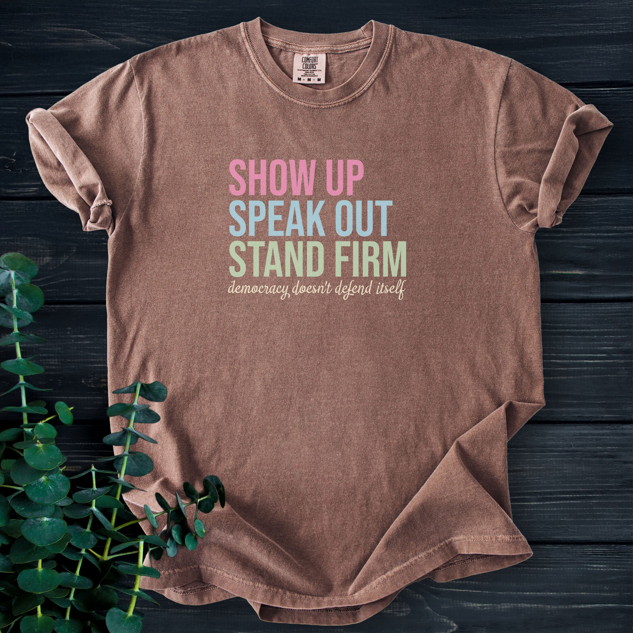 Show Up For Democracy t-shirt