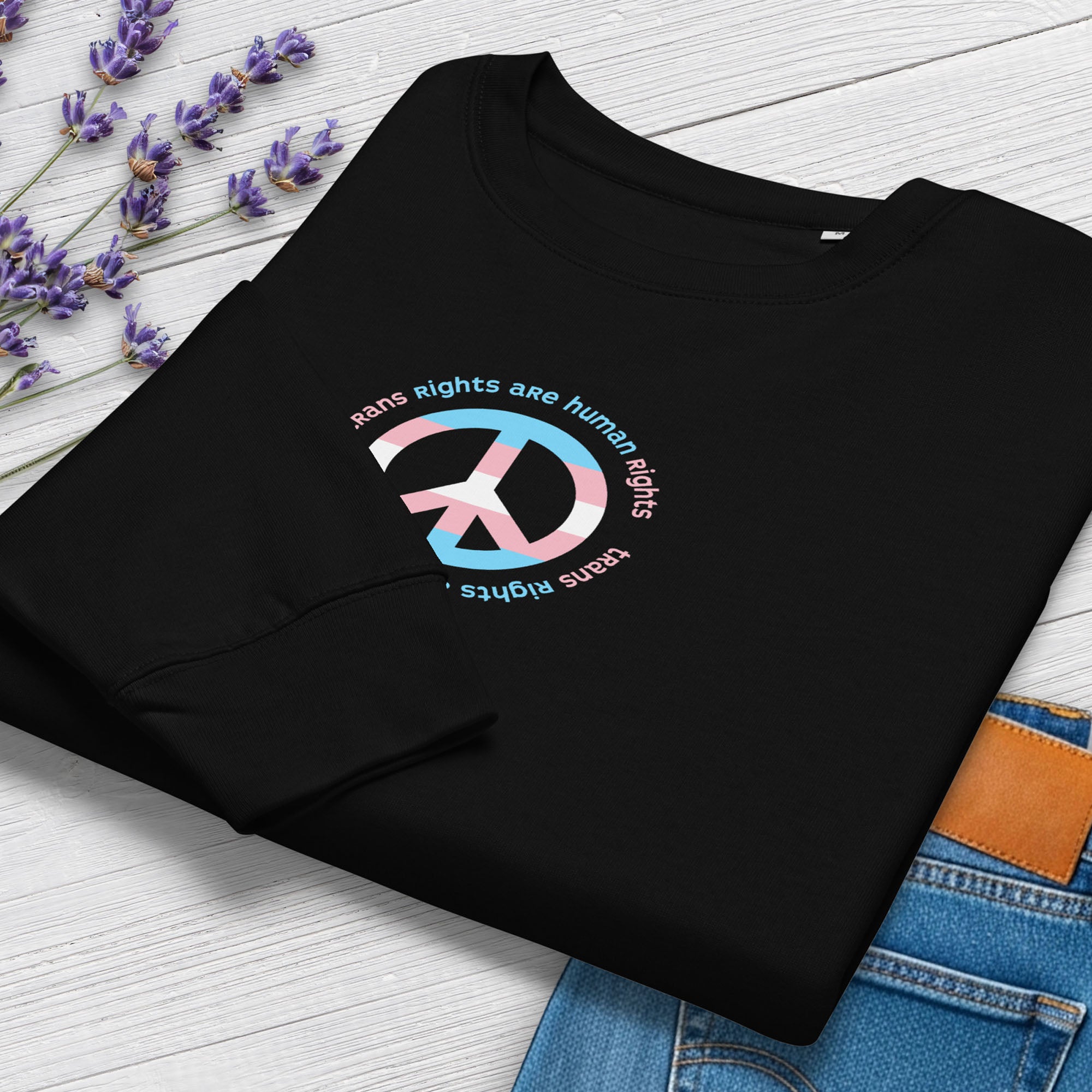 Trans Rights Are Human Rights Peace Flag women’s sweatshirt