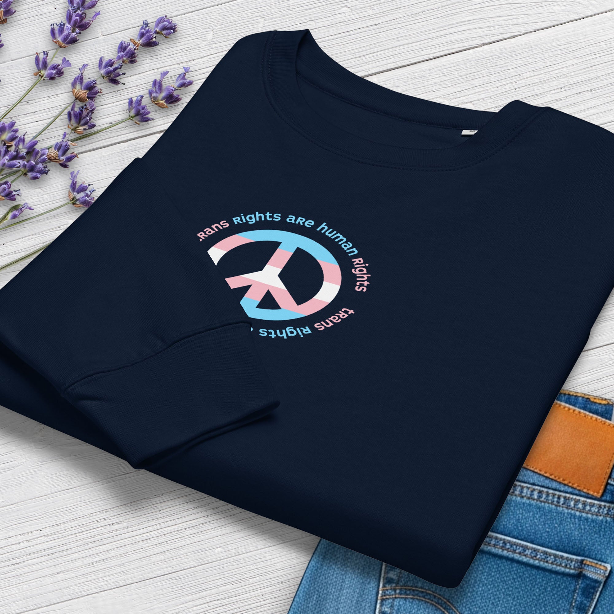 Trans Rights Are Human Rights Peace Flag women’s sweatshirt