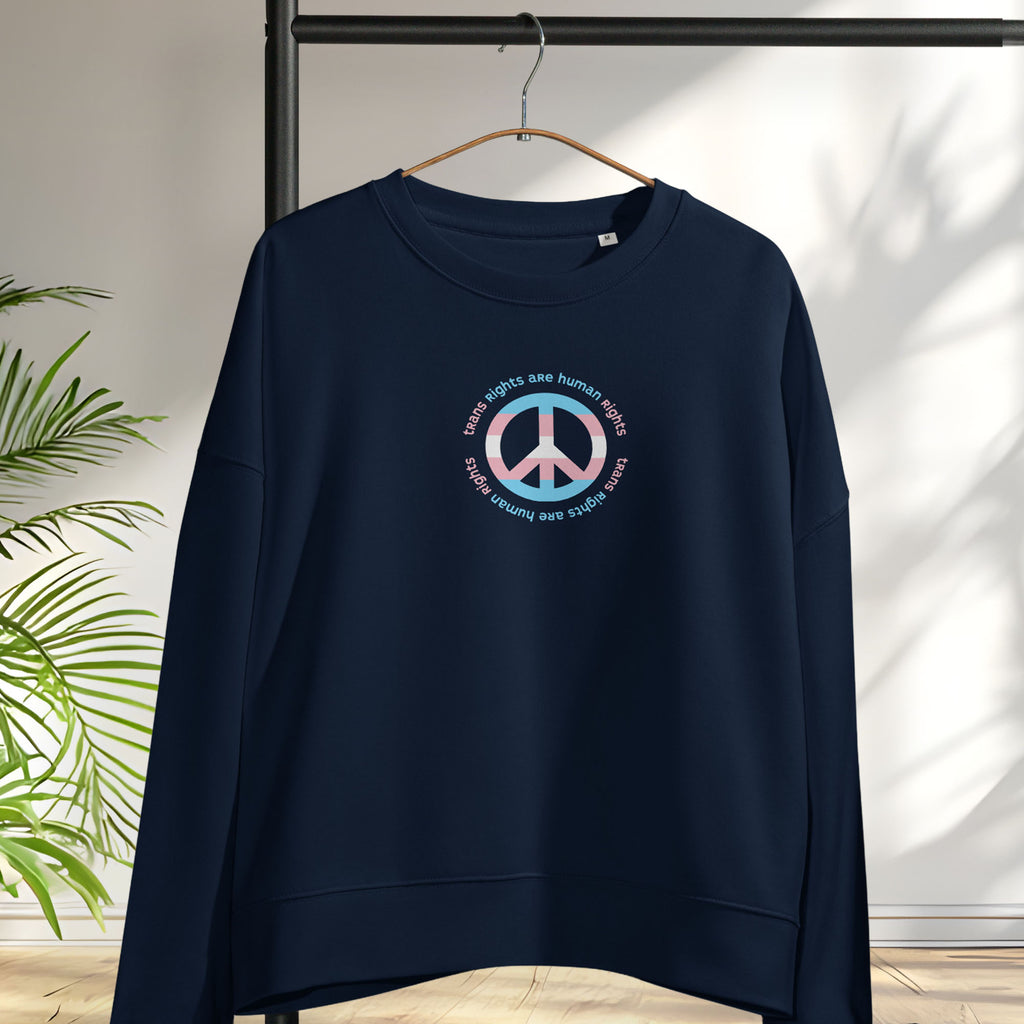 Trans Rights Are Human Rights Peace Flag women’s sweatshirt