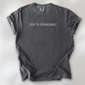 Pepper t-shirt with minimalist serif text reading “vive la résistance.”