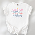 White feminist t-shirt with colorful text that reads “Well-behaved women seldom make history” — empowering women’s rights shirt and activist apparel.