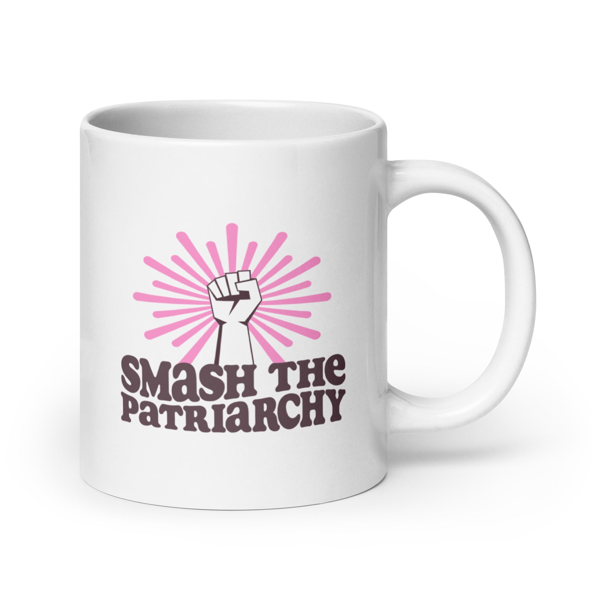 20 ounce Smash The Patriarchy white glossy mug.